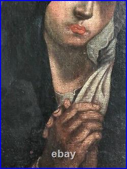 Vierge Marie peinture sur toile du XVIIe anonyme 49 cm par 38 cm école Italienne