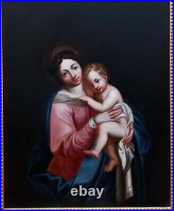 Vierge à l'enfant, tabeau huile sur toile 18 eme siecle