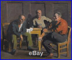 Wilhelm Gimmi (1886-1965) 3 hommes au café 1927 huile sur toile v32