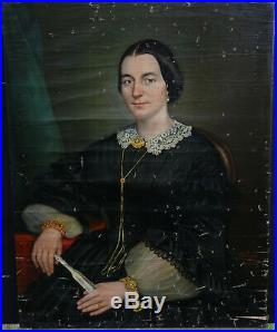Winsch Portrait de Femme Epoque Second Empire Huile sur Toile XIXème siècle