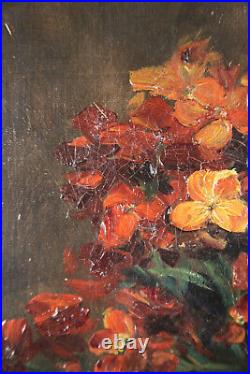 XIXe Huile sur Toile signée Antoine GATTI Bouquet de Fleurs Nature Morte