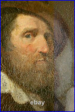 XIXe Portrait d Homme à barbe Hollande Huile sur Toile Signé Tableau à Restaurer