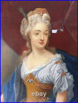 XIXe Tableau ancien Portrait femme élégante Comtesse Duchesse 19ème A Restaurer