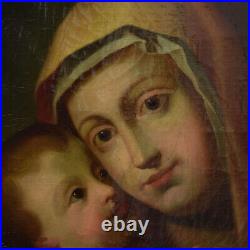 XVIII-XIX siecle Peinture ancienne à l'huile sur toile Vierge à l'enfant 111x86