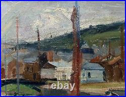 Yachts Marine Antique Original Oil on Canvas Painting, Hand Made, Signed