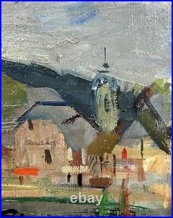 Yachts Marine Antique Original Oil on Canvas Painting, Hand Made, Signed