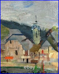 Yachts Marine Antique Original Oil on Canvas Painting, Hand Made, Signed