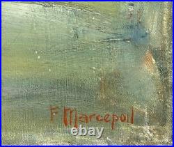 Yachts Marine Antique Original Oil on Canvas Painting, Hand Made, Signed