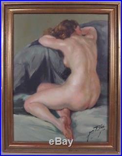 Yves DIEY (1892-1984) huile sur toile Le modèle femme nue de dos nude painting